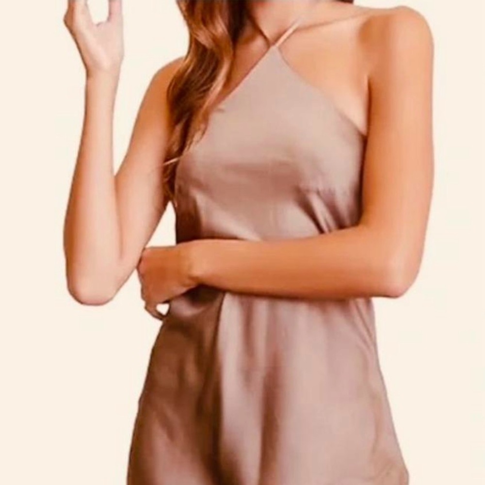Forever 21 satin halter neck brown mini dress size XS